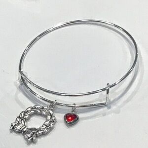 Christmas Themed Adjustable Zinc Alloy Wire Silver Metal Bangle Charm Br…